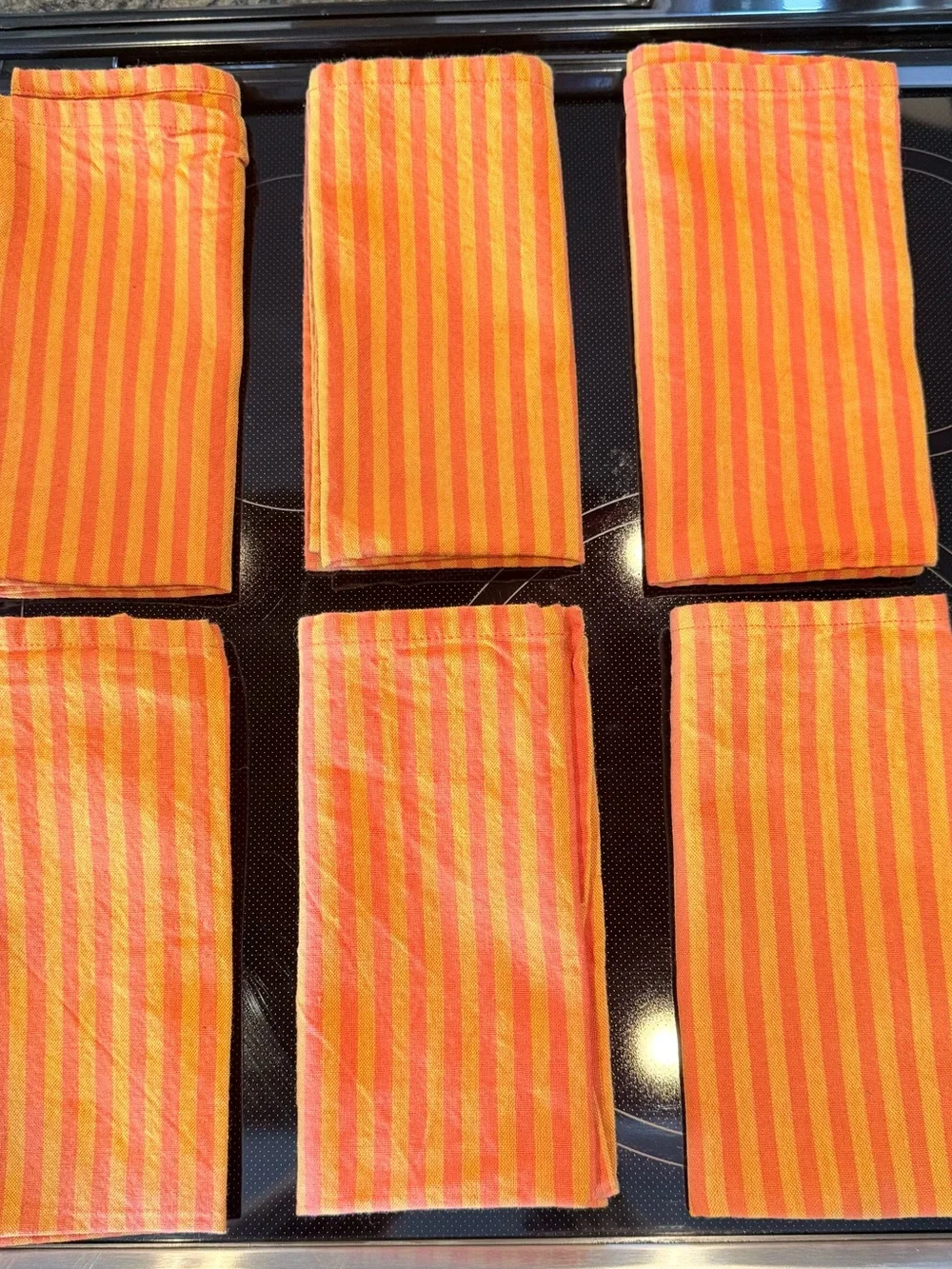 Crate & Barrel Hawaiian Stripe Napkin in Orange and Yellow 6 pieces